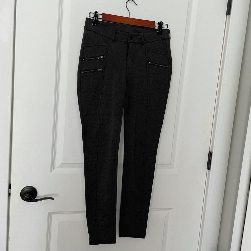 Athleta Ponte Moto Charcoal Leggings 2